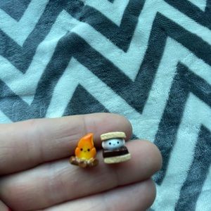 Smores and Campfire Mismatch Titanium Earrings Studs
